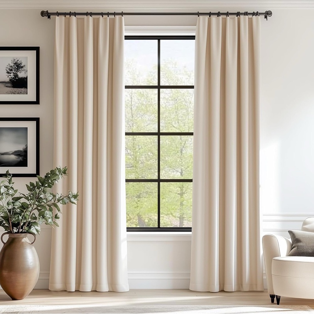 Lazzzy Beige Velvet Curtains